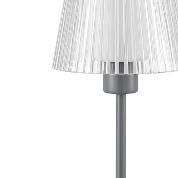 Oscar 12.5" Modern Industrial Rechargeable/Cordless Iron/Acrylic Integrated LED Table Lamp with Ribbed Shade